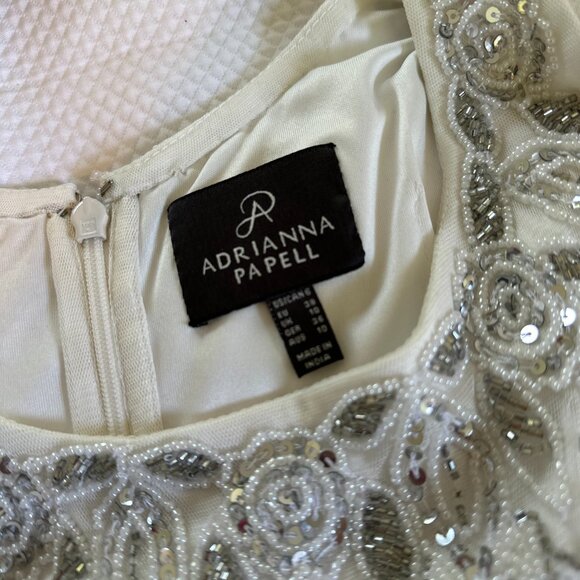 White Beaded Adrianna Papell Short Dress - Picture 2 of 4